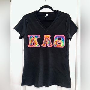 Kappa Alpha Theta V-neck tshirt with embroidered lettering